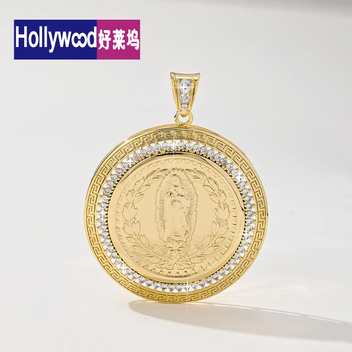 Virgin Mary Jewelry Mexico  Dollar  50 PesosGold Plated Coin Arabic Chinese 18K Gold Zircon Ace Plated Turkey Coin  For Men