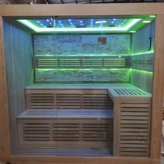 Wholesale Hemlock wood LED light traditional stove 4-6 people dry sauna rooms for sale