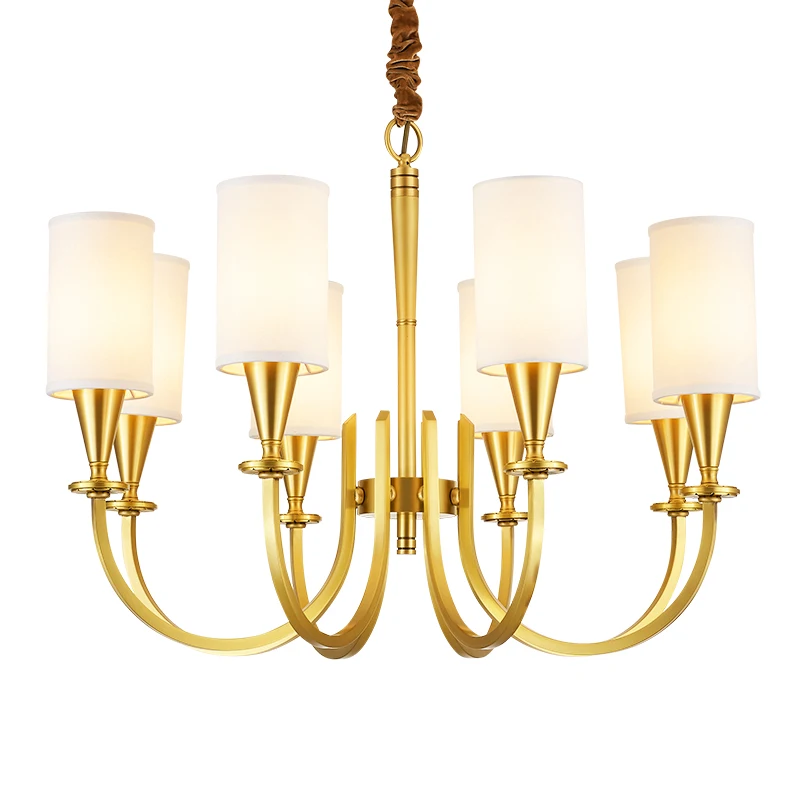 Wholesale Pakistan Modern Light Copper Brass Cloth Cover Chandelier For Bedroom Living Room