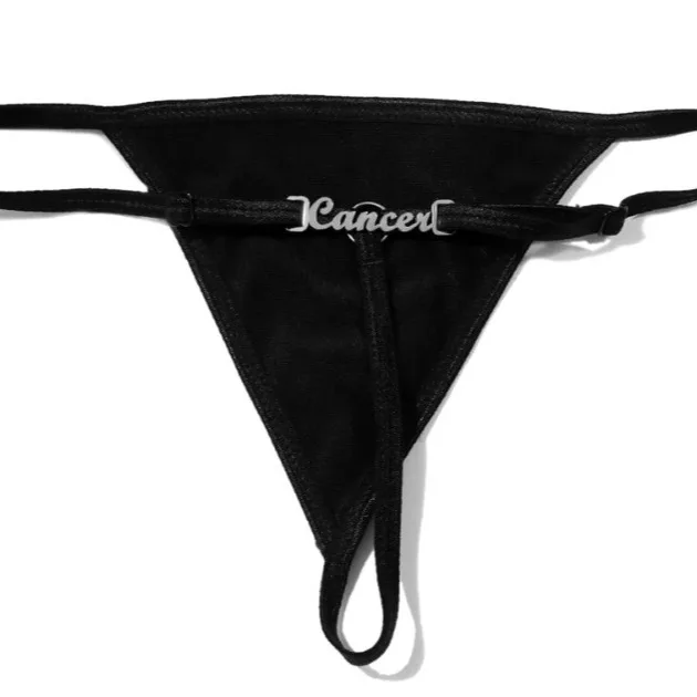 JIYUN Erotic Panties Metal Stainless Steel Letters Ladies Sexy Beach Vacation Thong Solid Color