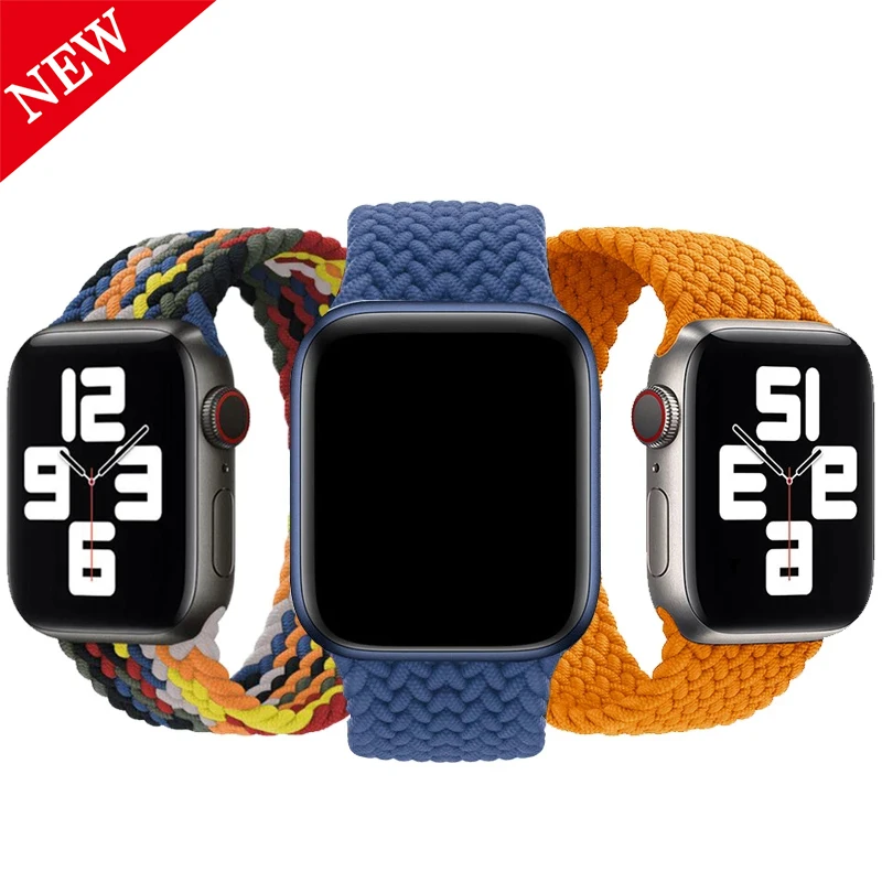  Новый Плетеный эластичный нейлоновый ремешок для Apple watch 6 band iWatch se браслет