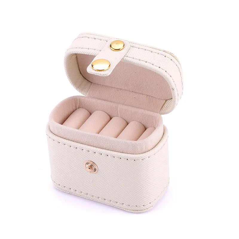 2022 ECO New Portable Travel Mini Jewelry Box Leather Jewellery Ring Organizer Case Storage Gift Box Girls Women Box
