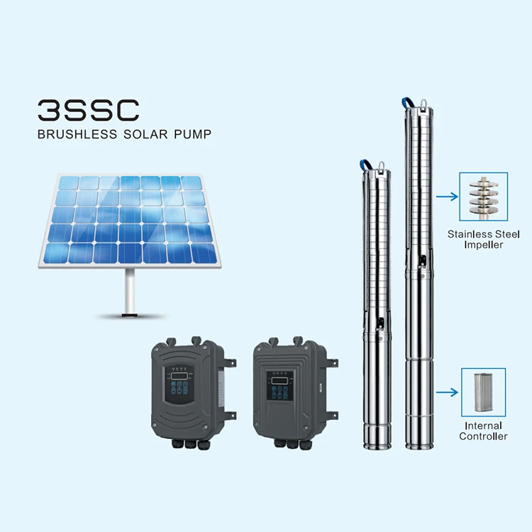100m 150m 200m 300m Head Large Flow Solar Water Pump Kit Solar Well Pump Kit for Agriculture
