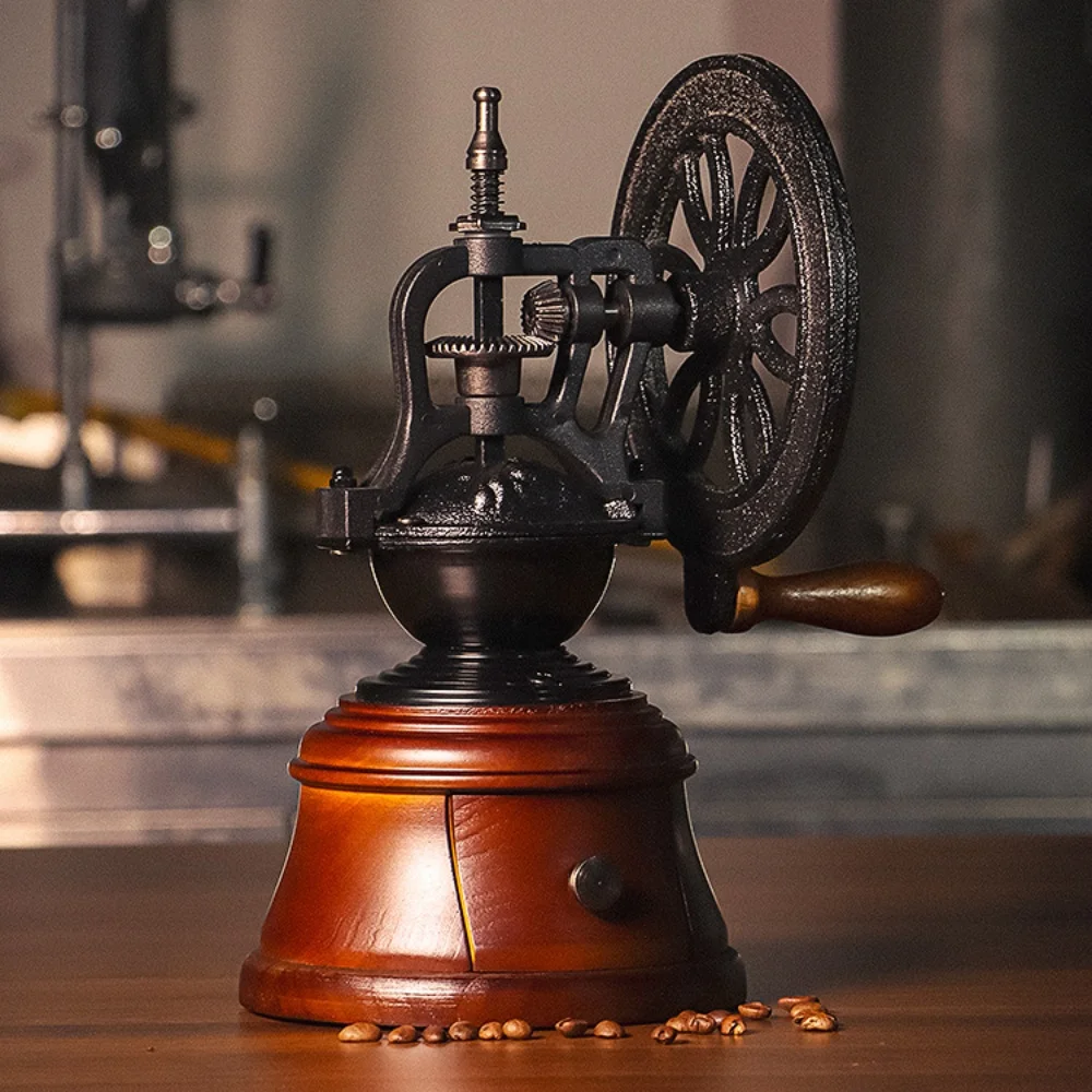 Hot Sale Retro Mill Manual Hand Crank Wooden Handle Classic Vintage Style Mill Coffee Grinder Machine