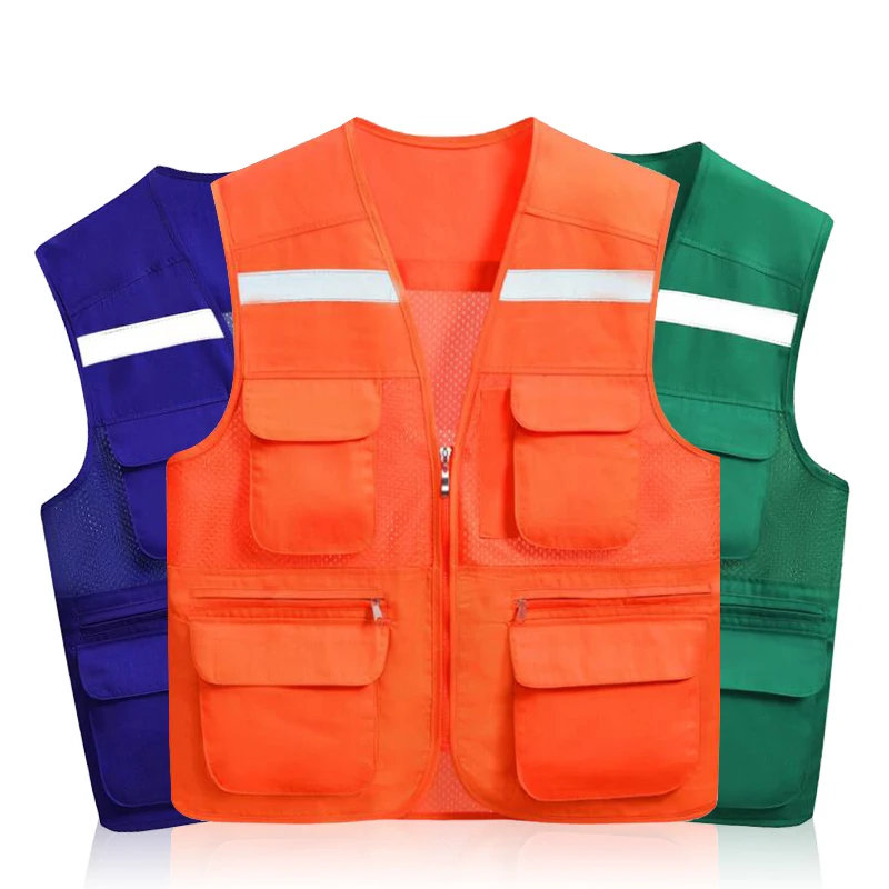 Hot sale 160g Construction Reflective Traffic Road waistcoat Safety Vest with Pocket logo work
