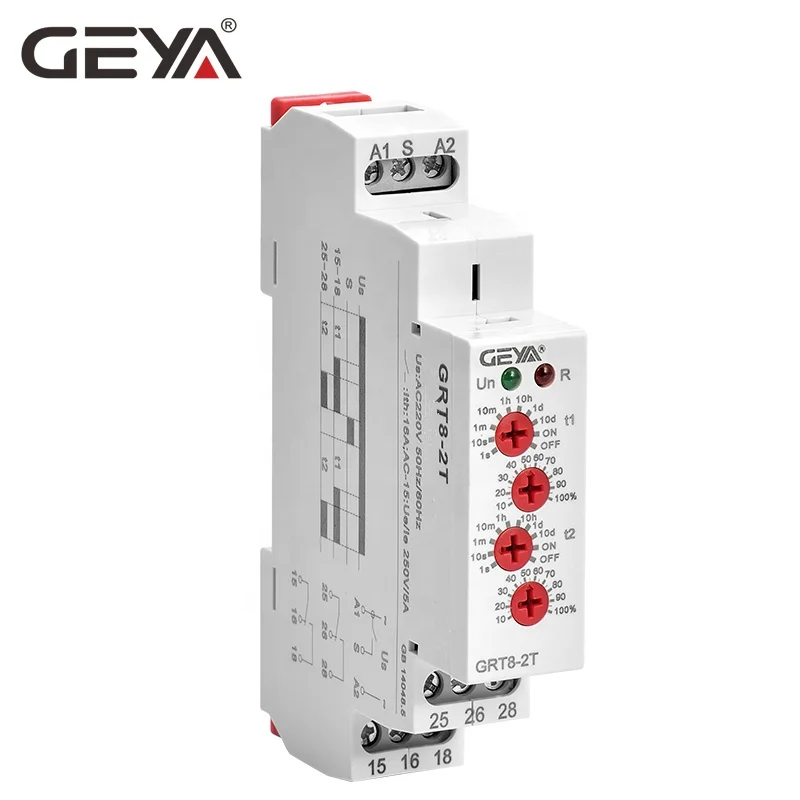GEYA GRT8-2T Din rail Four Knobs 12Volt DC Time ON Delay Relay 16A Timer Relay AC DC 12-240V