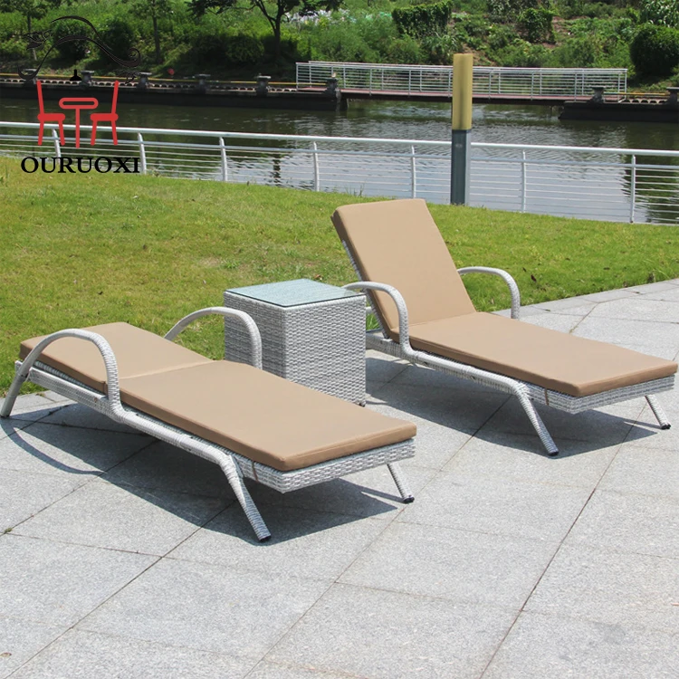Waterproof Swimming Pool Rattan Chair Chair Sun Lounger Furniture Beach Sunbed