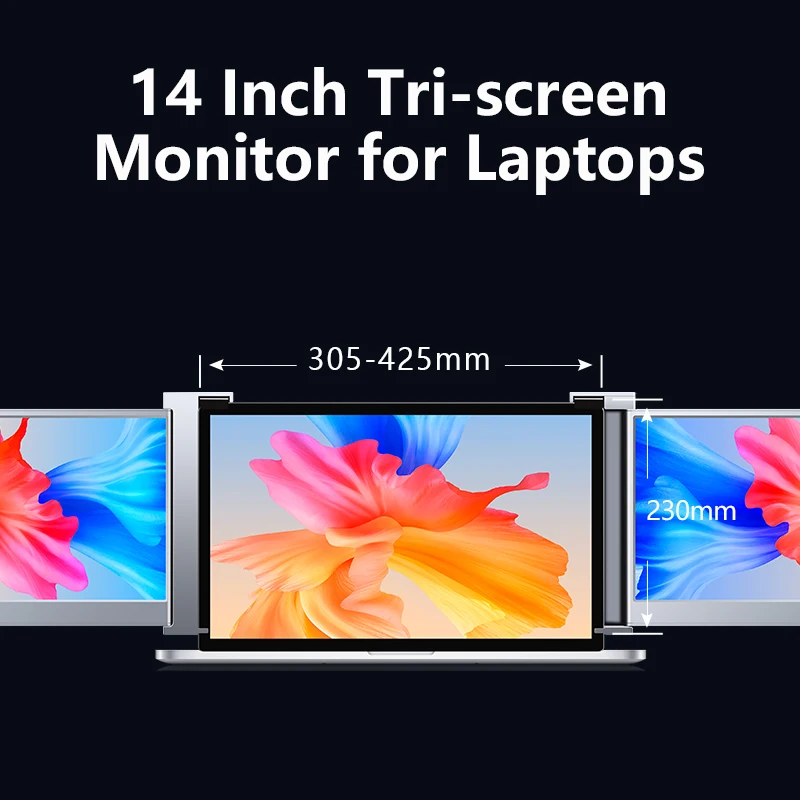 FOPO new size 14 inch triple portable monitor for laptop extender dual display 1080P FHD IPS screen