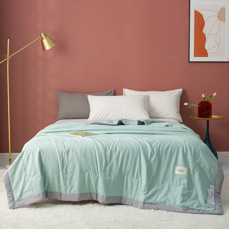 Handmade King Queen Size Quilt Set Spring Season Cotton Linen Soy Fiber Waxed Quilt Air Conditioning Soft Made Bamboo Polyester