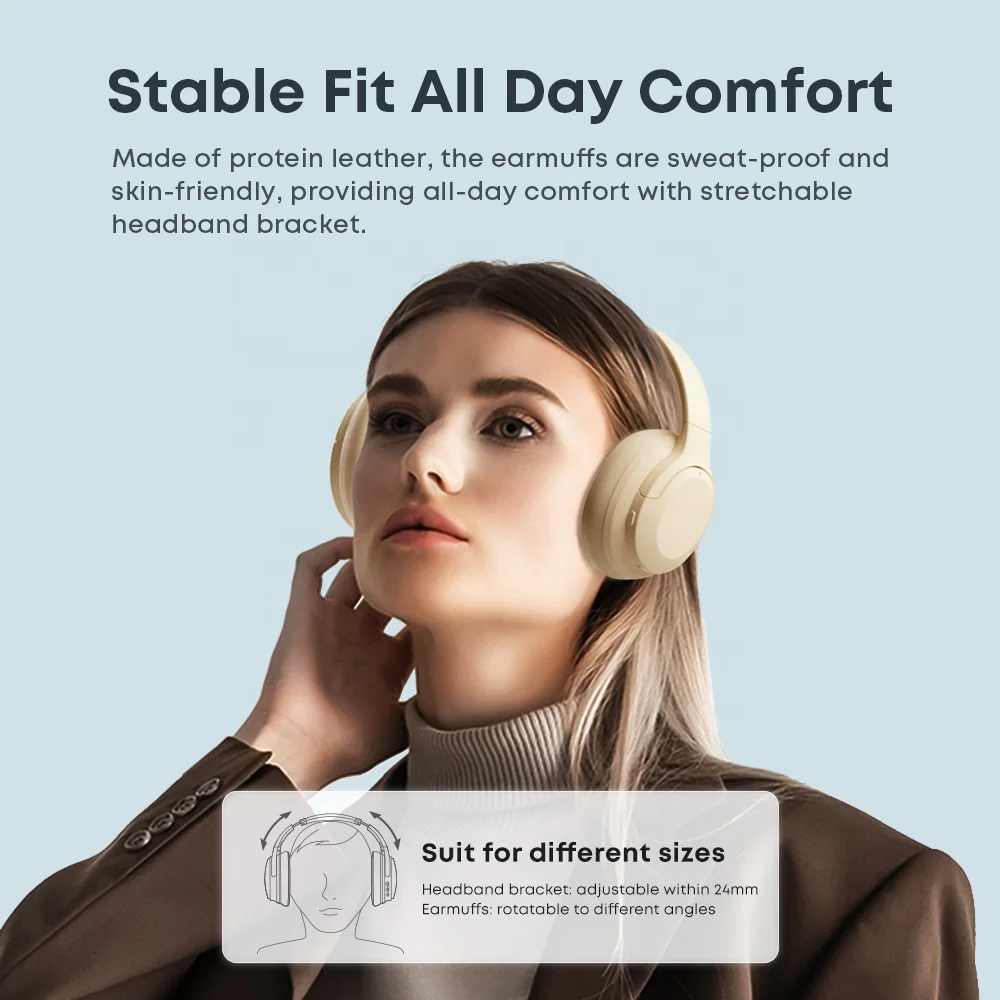 New Custom Noise Cancelling Wireless Headphone Stereo Foldable Headset Earphone Over-head Wireless Headphones for Indoor Outdoor