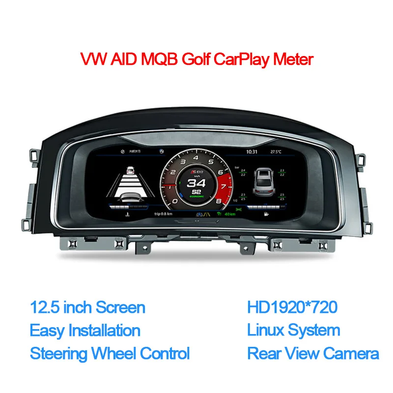 12.5 inch Digital Dashboard Panel Virtual Instrument LCD CarPlay gauge meter for Volkswagen VW Golf 7 GTI R-Line SportsVan