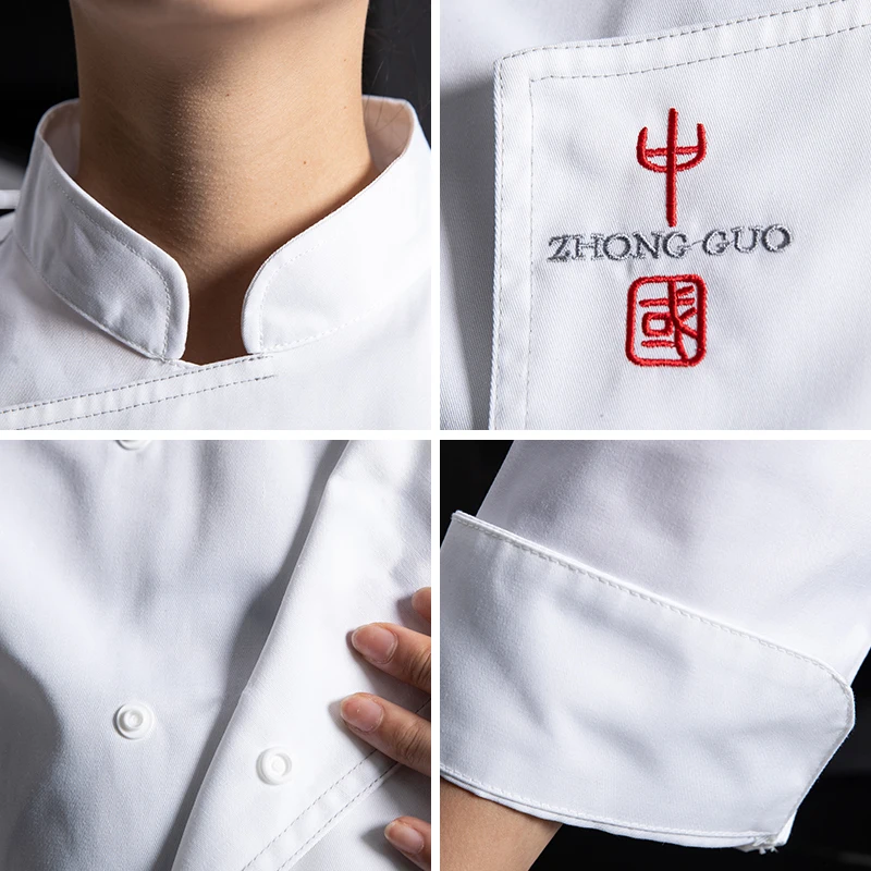Cotton Chef Jacket Mao Mechanic Uniform Work Shirt Chef Coat Pattern Pictures Kitchen Cooking Waterproof Happy Chefs Uniforms