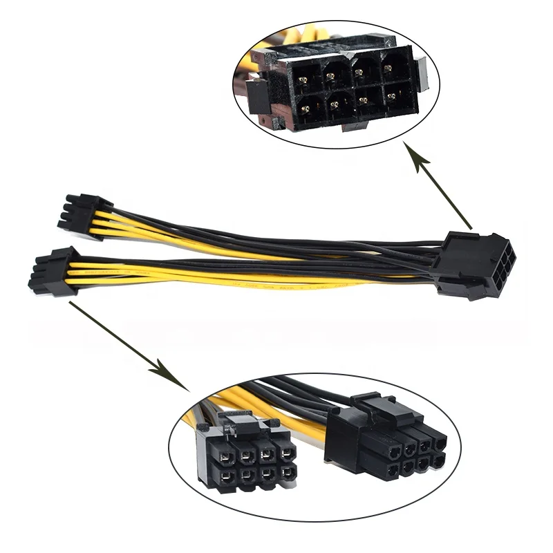 SENLIFANG 8PIN Female to Dual 8 PIN 6+2 Male Y Splitter GPU Graphics Card Power Supply Cable Cord Power Cable 18AWG 22cm