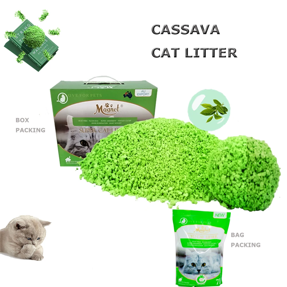 100% Natural Cat Litter Sand Biodegradable High-Clumping Eco-Friendly Kitty Cassava Cat Litter