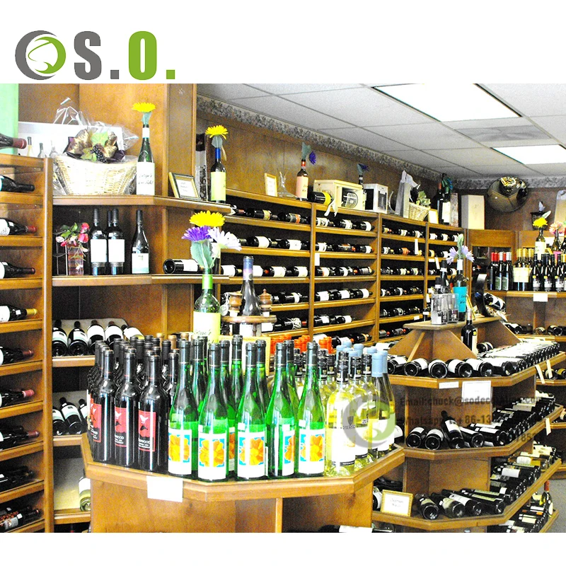 Customized wall mounted wine rack wine display cabinet restaurant liquor store shelves