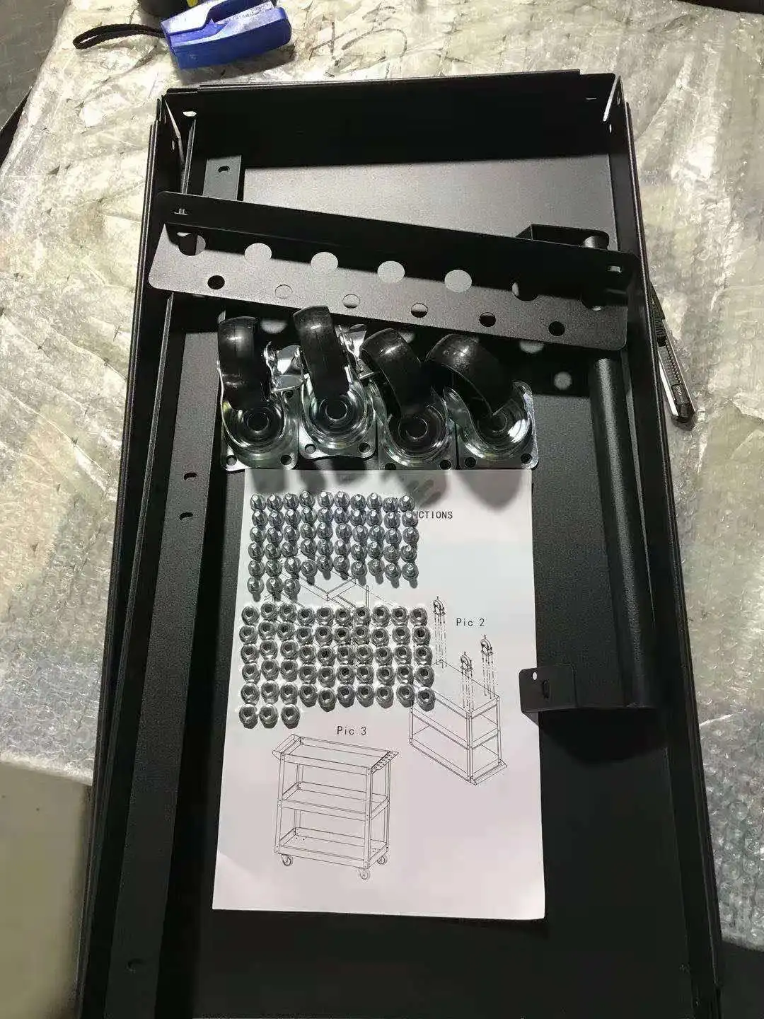 Heavy rolling metal cheap three trays metal tool cart trolley work bench hand cart beach cart