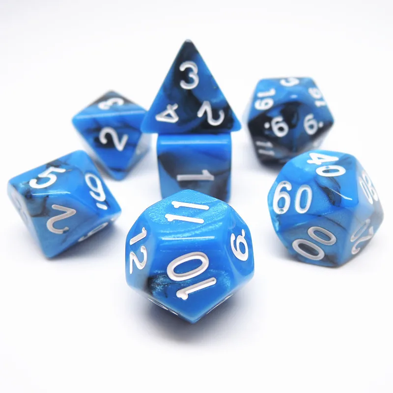 Polyhedral dice set two-color marble acrylic dice dnd game dice
