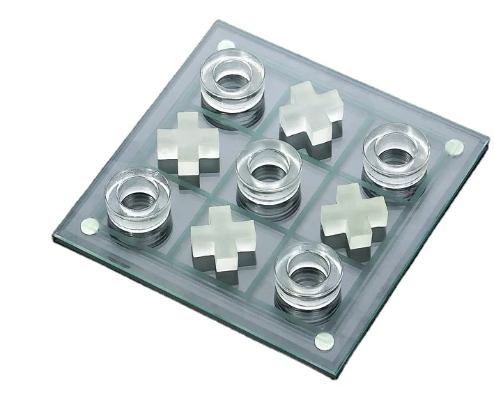 LANDER-MAN  Glass Chess Sets Tic Tac Toe Game Chess Board Game