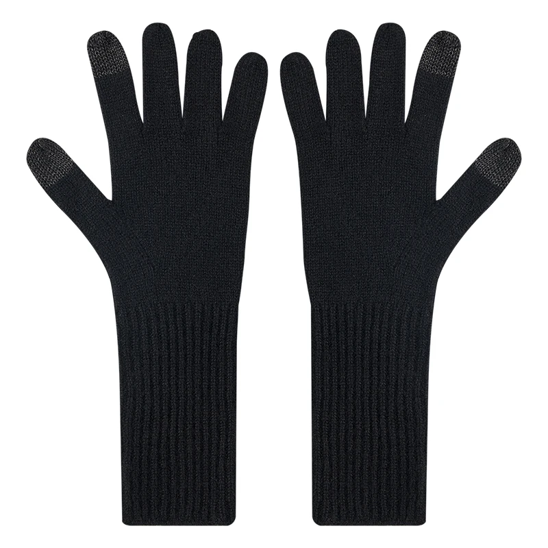 High Quality Cashmere Gloves Unisex 100% Cashmere Knitted Gloves Pure Color Soft Comfortable With Ribbed Cuffed