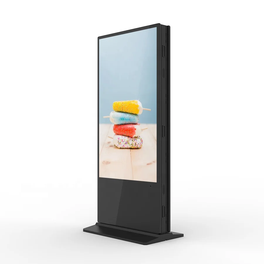 2023 new hot sale 65 inch indoor double sided lcd kiosk with touch and Android 9.0 2G RAM 8G ROM for Spain market