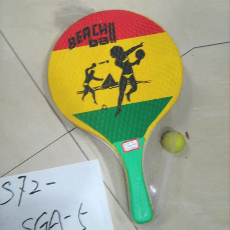 Hot Selling Handle Beach Wooden Paddles with Plastic Handle and 1 Ball in a mesh Bag for Outdoor