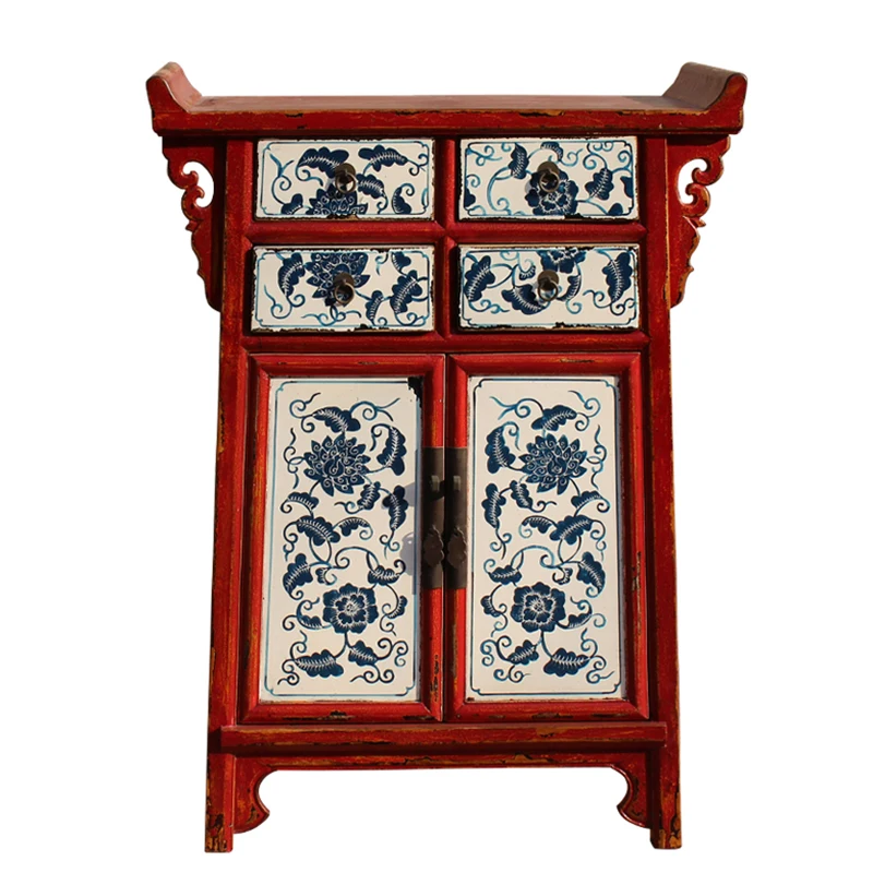 Hot Sale Chinese Antique Solid Wood Reproduction Furniture Painting Console Cabinet