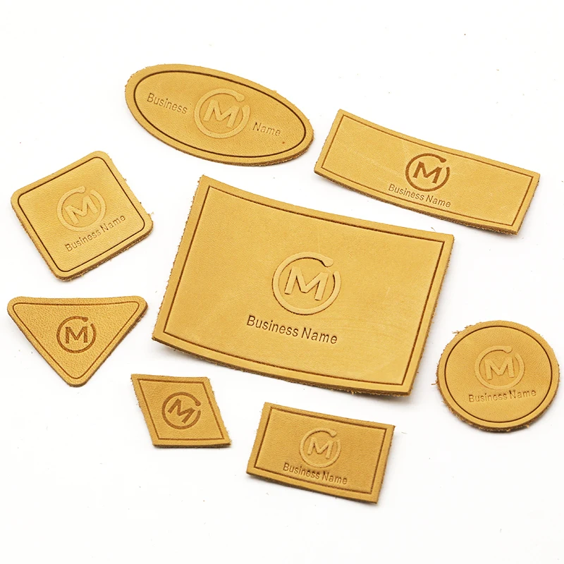 Best Price Custom Shape Embossed Brand Triangle Round Rectangle Clothing Tag Metal Casting Pu Leather Patches