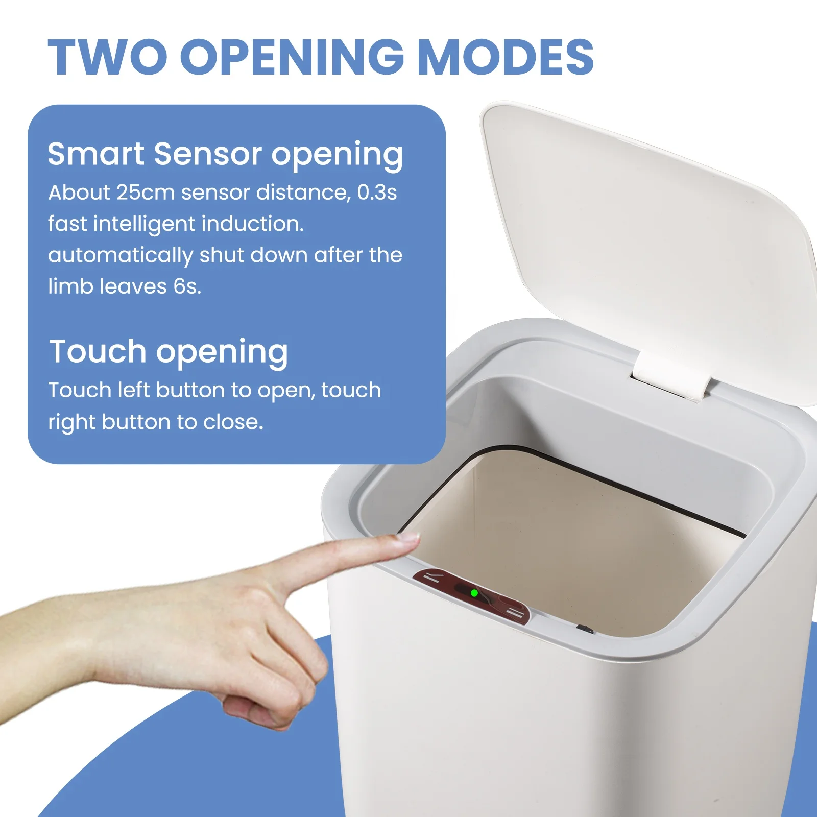10L Plastic Square Sensor Trash Garbege Bin Table Smart Sensor Waste Bin for Kitchen Restaurant White NINGBO Rectangular 1.2 KG