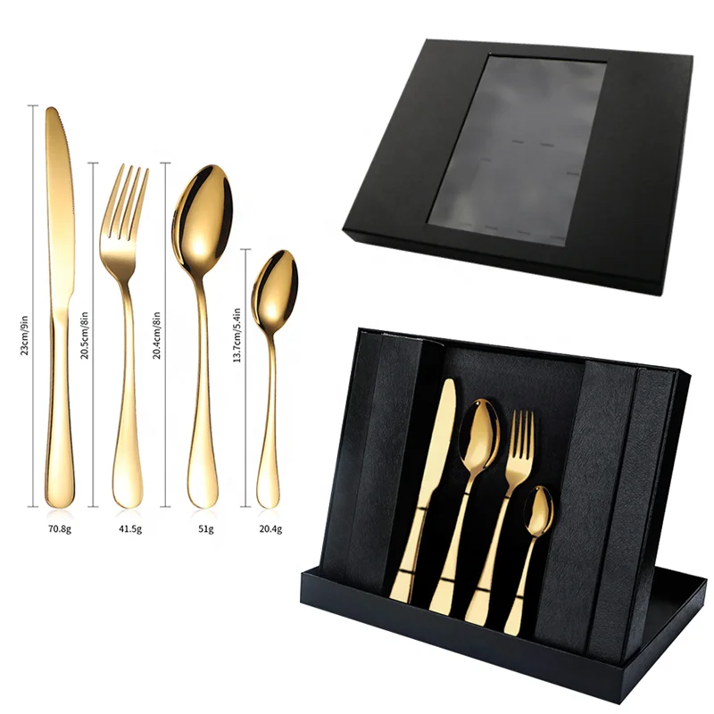 
24 Pcs Cutlery Set With Gift Box Stainless Steel Cutlery 24pcs Set Knife Fork Spoon Set 