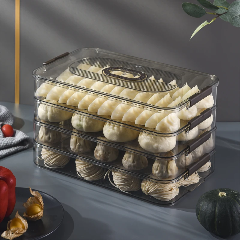 4-Layer Frozen Dumpling Storage with Lids plastic dumpling trays dumpling storage box disposable frozen plastic box