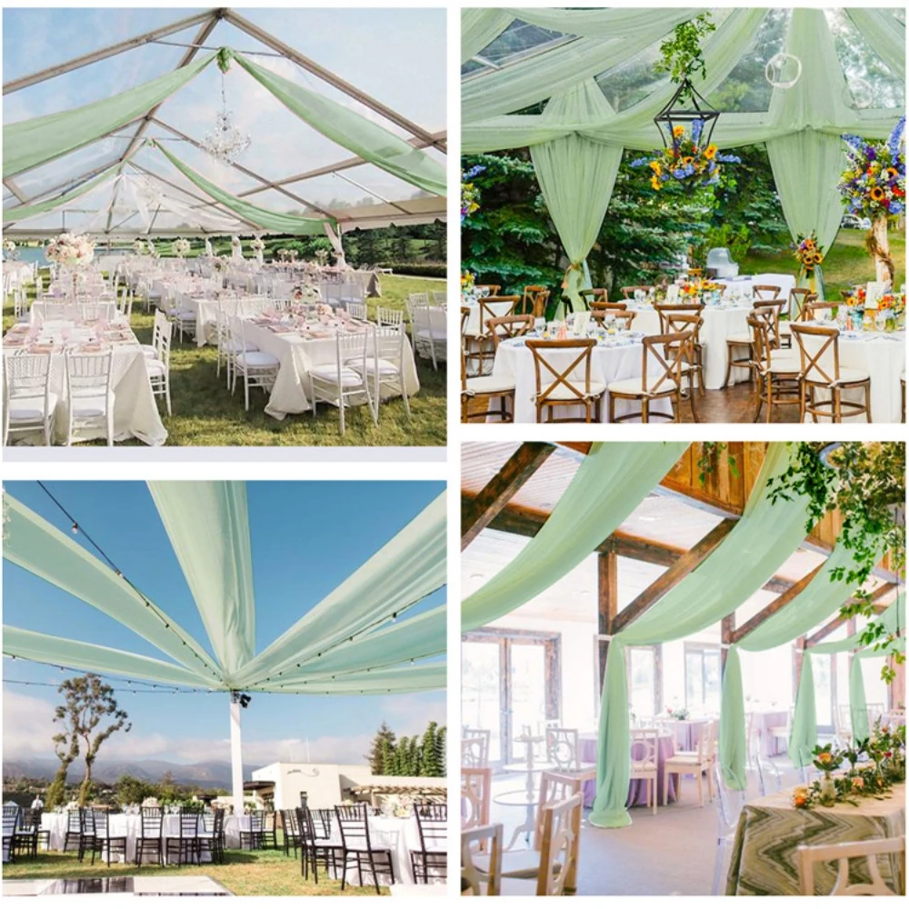 20FT x 10FT Satin Ruffle Backdrop Curtain Panel Drapes For Wedding Decoration