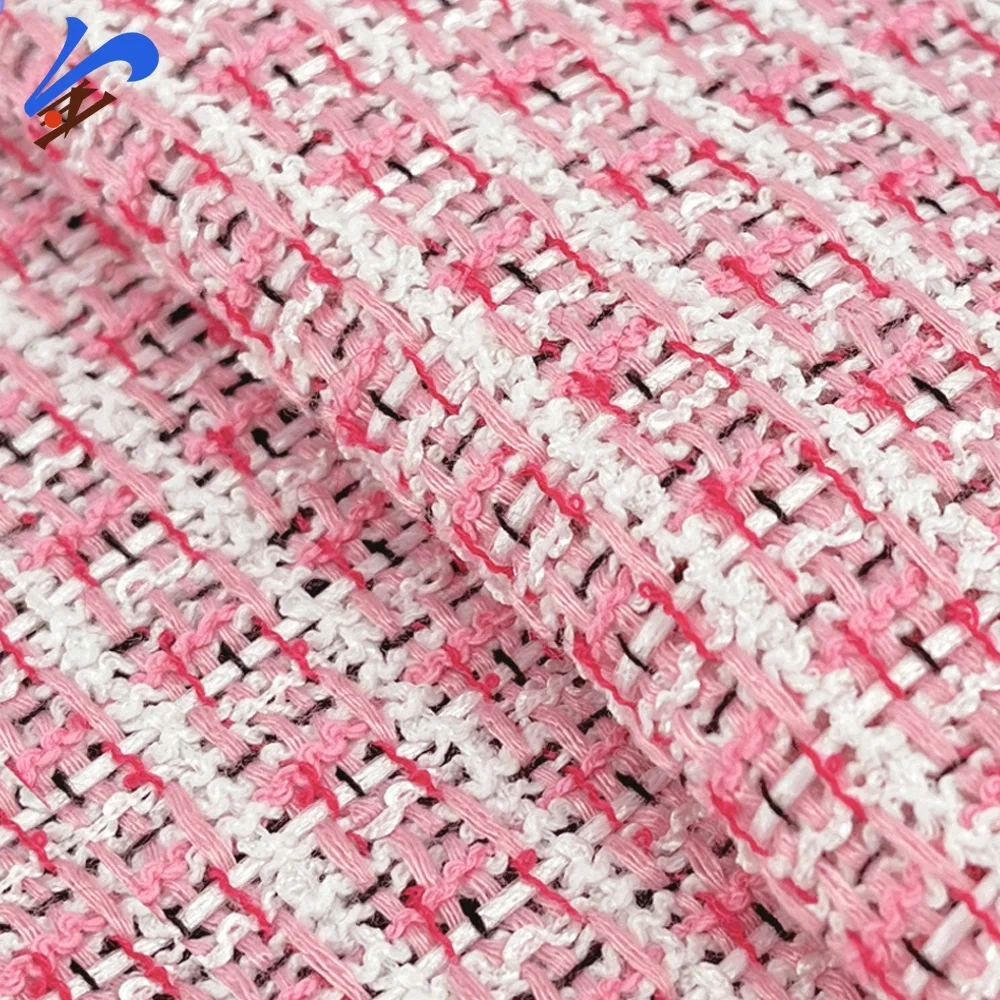 Jindian brand Channel Woven Houndstooth Color Women Clothing Fabric With Silver Thread