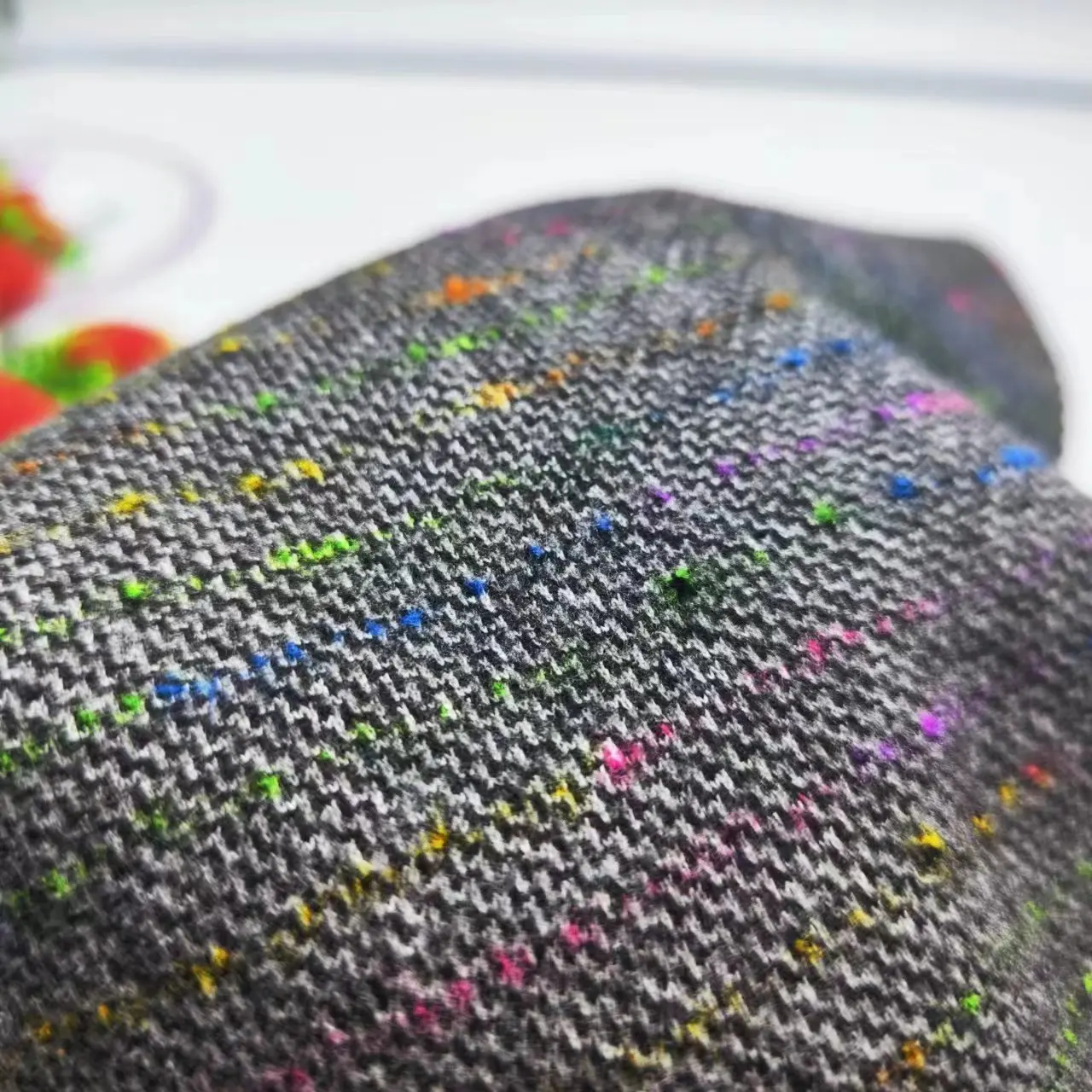 Polyester rayon spandex yarn dyed check brushed sweater tweed hacci spun knit fabric