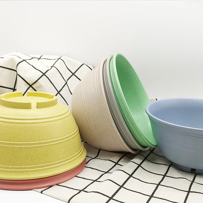 Restaurant School kitchen mixing bowl set eco-friendly bamboo fiber salad bowl base plastic bowl