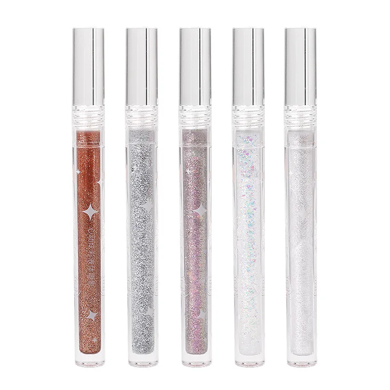 High Quality Beauty Supplies Customize Packaging Pigmented 5 Colors Glitter Shimmer Liquid Eye Shadow Glitter Single Eyeshadow