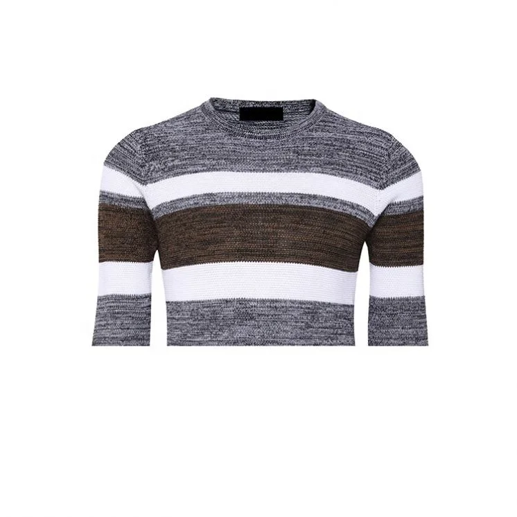 Оптовая продажа мужской полосатый вязаный пуловер с круглым вырезом Повседневный Универсальный Мужской свитер