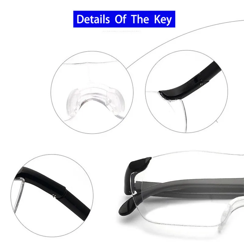 LED Light Presbyopic Auxiliary Clip Loupeortable Readinghand Repair Tool Blacklasses Eyewear Magnifier Blmagnifying Glass Black