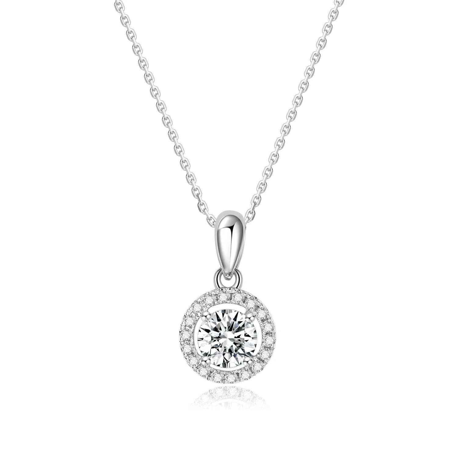 Solitaire 0.3CT DE VS Lab Grown Diamond Pendant Charm Halo Cluster Setting Pendant without Chain for Gifts