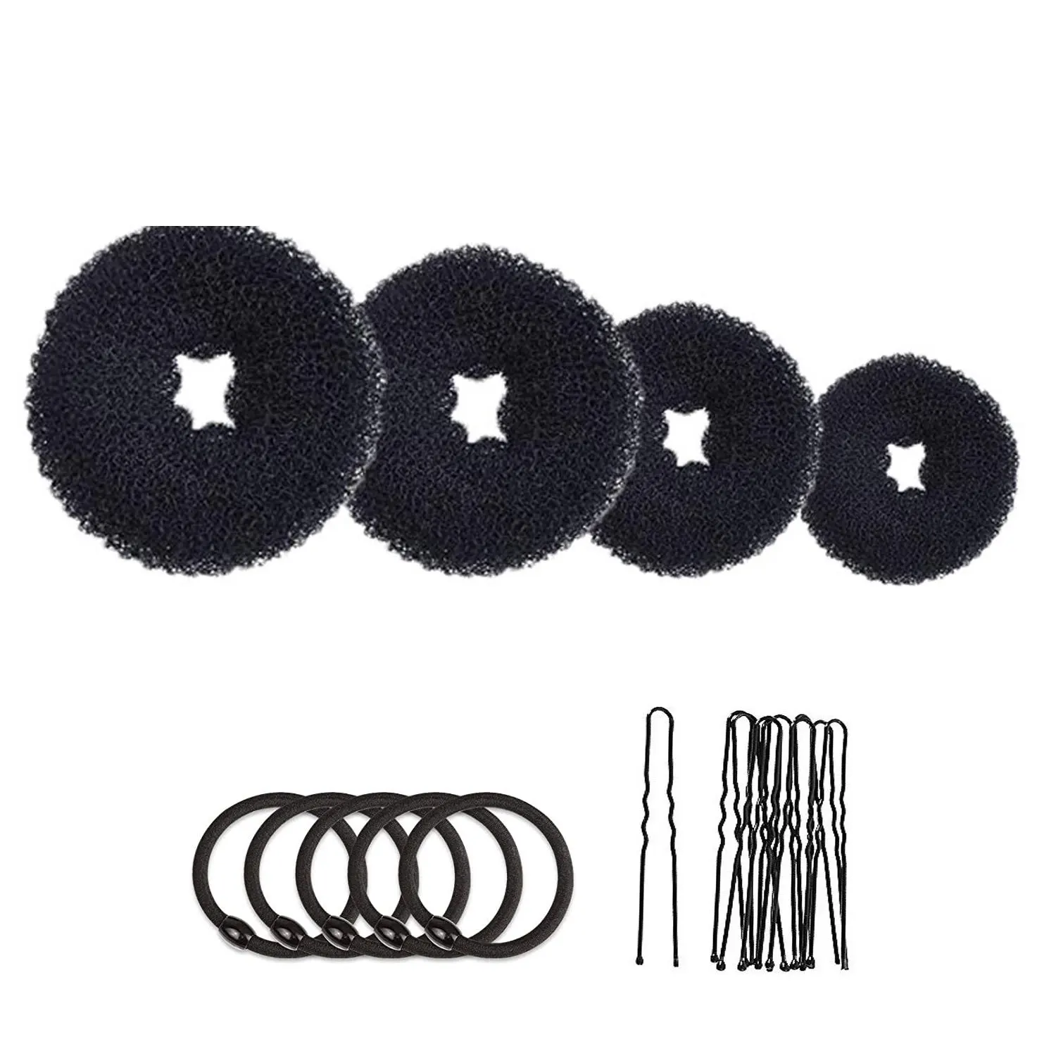 BELLEWORLD factory hot 19pcs hair styling accessories set donut maker elastic band hair bun maker donut and hair pins for women