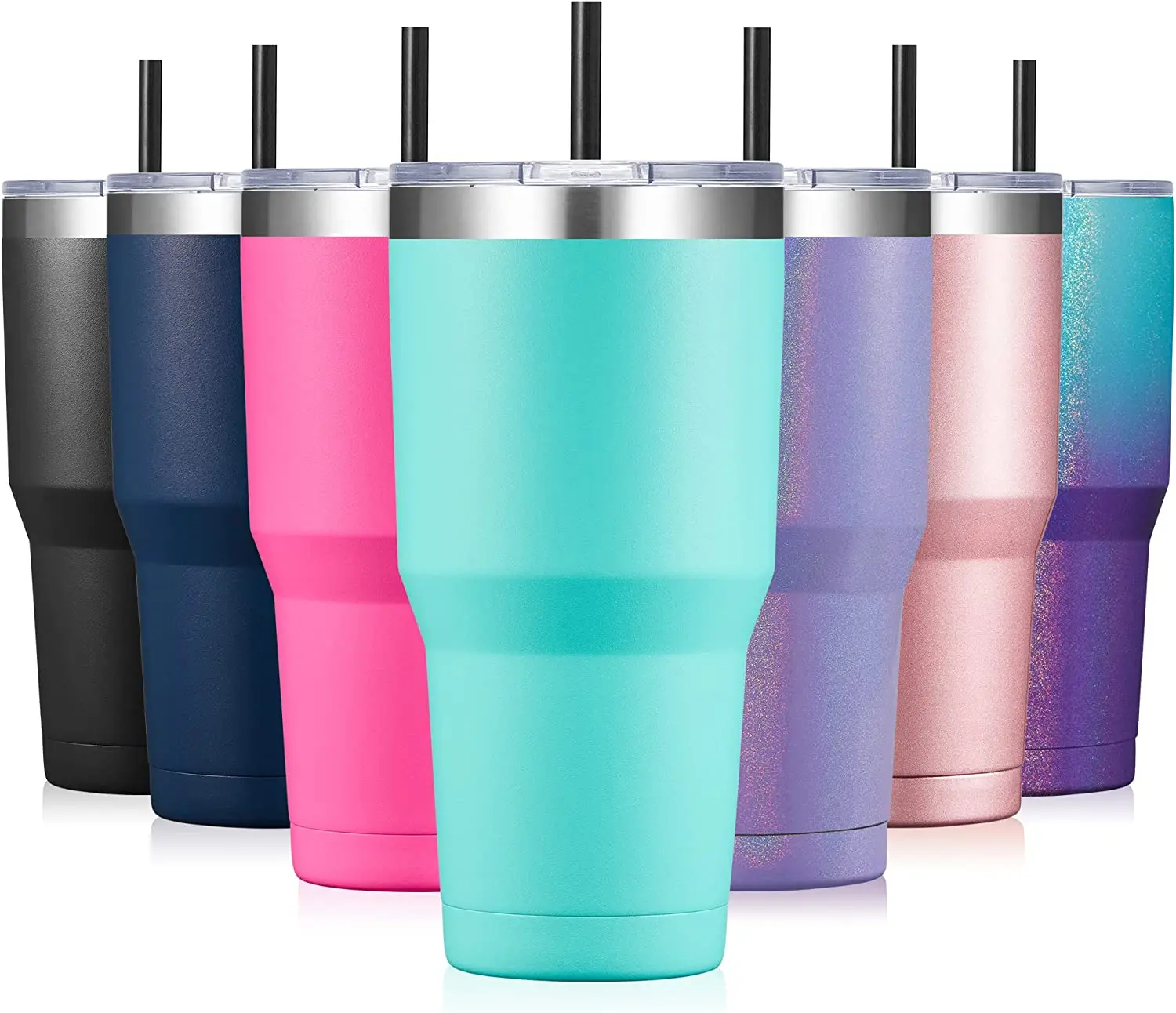 30oz Stainless Steel Tumbler Insulated Coffee Tumbler Cup with Lid and Straw Double Walled Travel Mug for Hot &Cold Drink