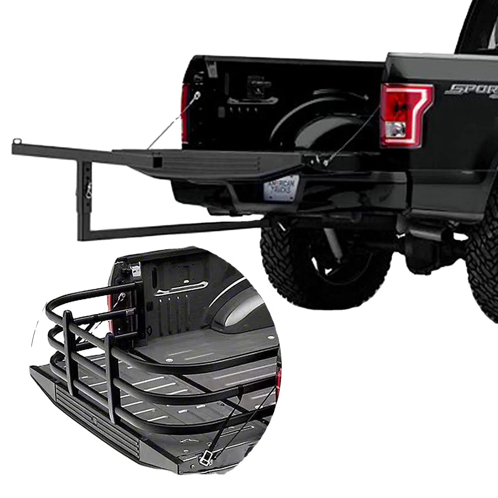 Pickip truck retractable tailgate rack cab bed extender for toyota truck bed extender ram 1500