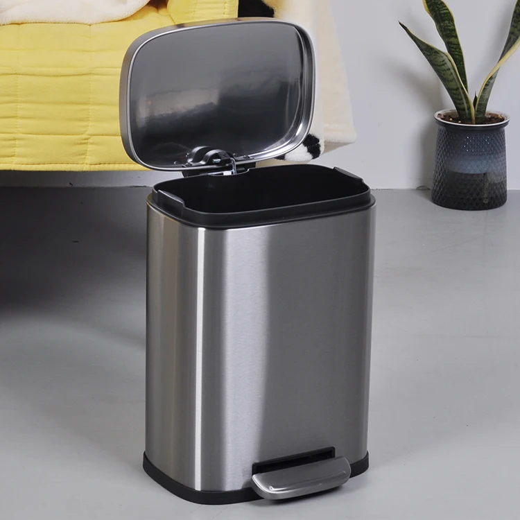 5L Basics Stainless Steel Rectangular Soft-close Garbage Bin Step Trash Can Pedal Bin
