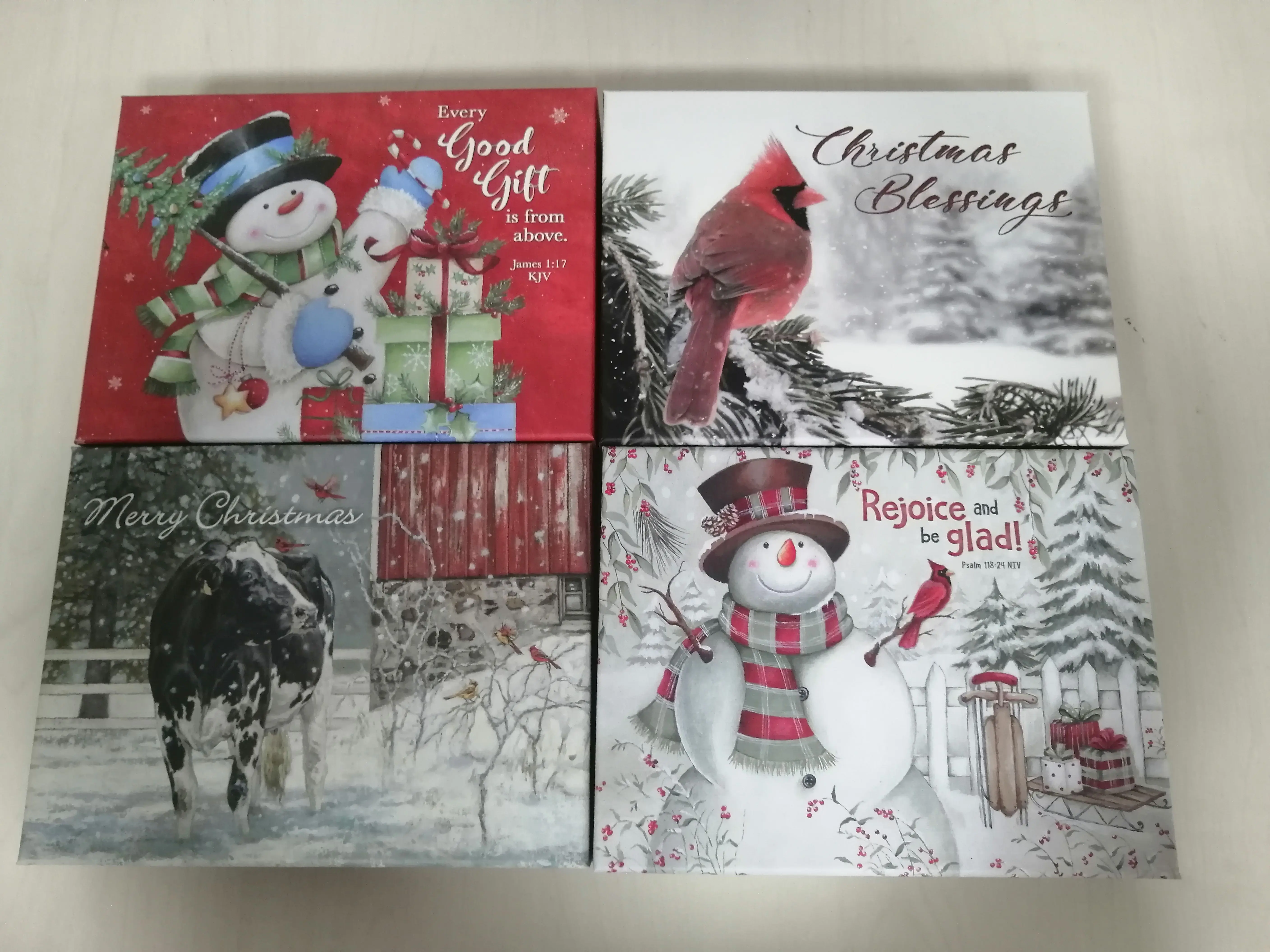 Factory Printing Art Paper Handmade Holiday Merry Christmas Greeting Cards with Box