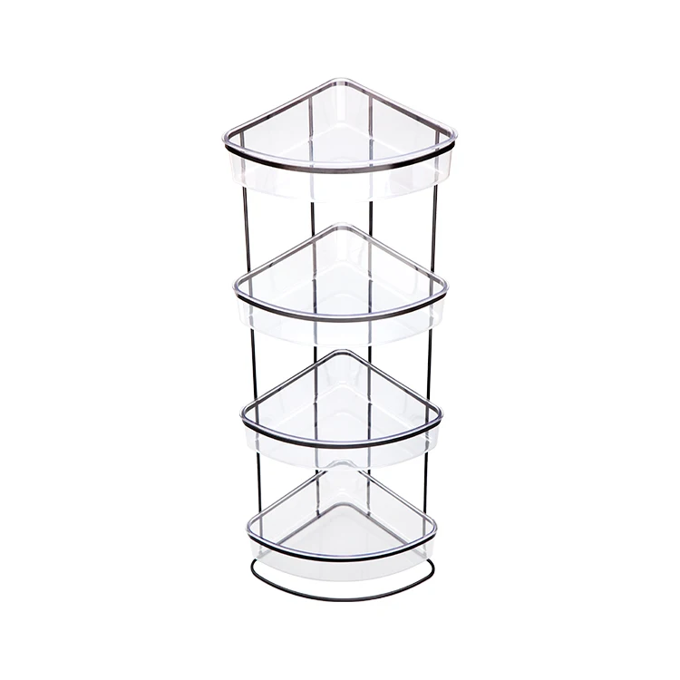 4-tier corner rack Bathroom Storage Organizer Shelf with  PS Box Telescopic Freestanding Bathroom Rack