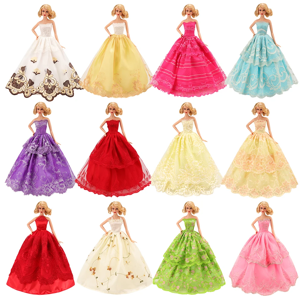 
High Quality Handmade 6 Wedding Dresses Random Pick 30 Accessories for Doll 