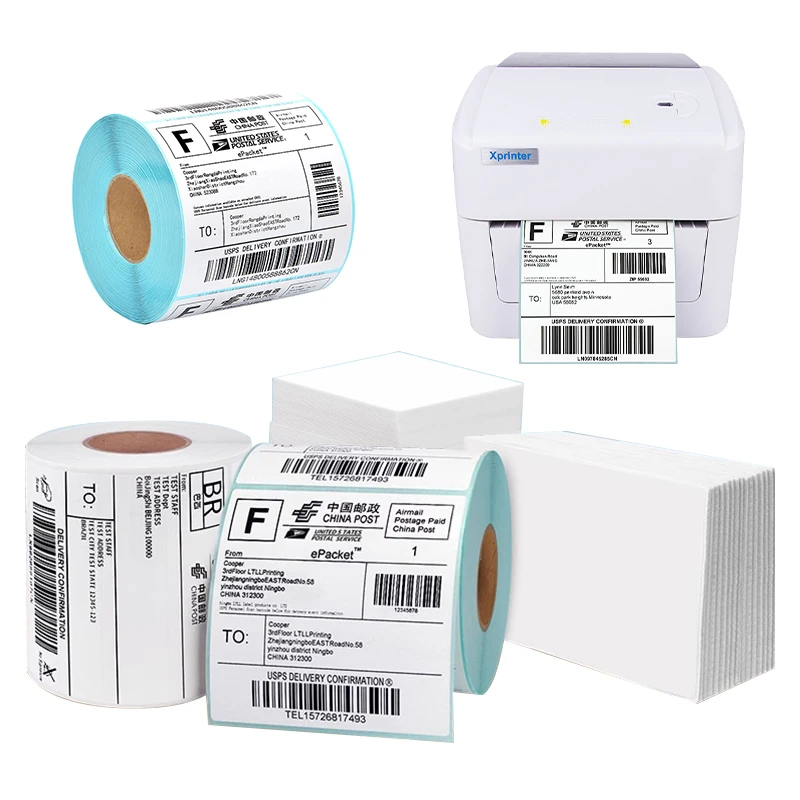 58x60 or customized blank sticker paper roll direct thermal label for Zebra Printers with oem logo