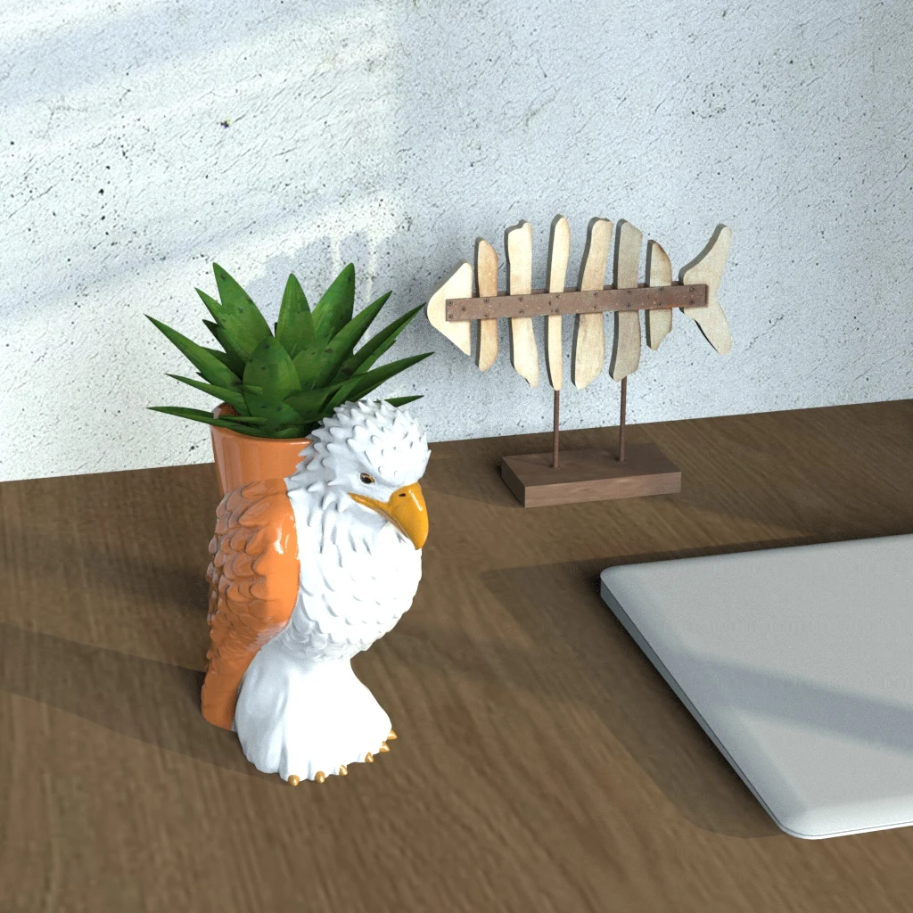 China Factory Supply ceramic flower  planters for home decoration flower pot customized bald eagle animal  figure flower pot