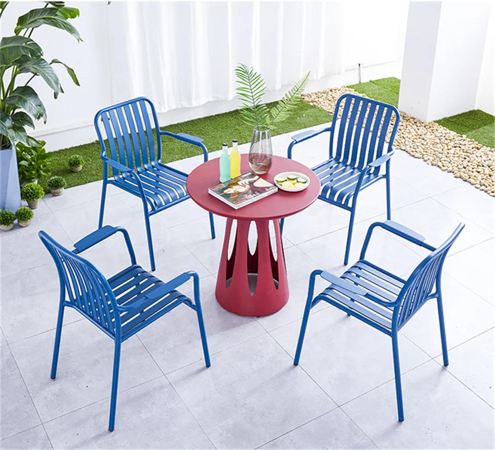 Modern outdoor aluminum balcony, garden furniture, metal table and chair set