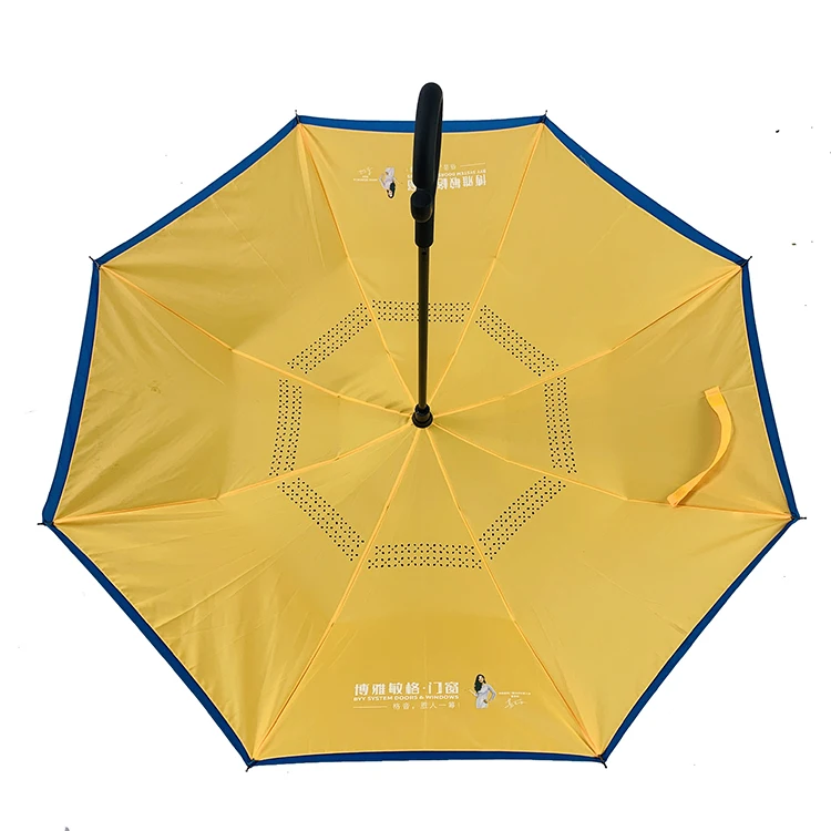 Wholesale custom  reverse invert umbrella double layer for keep out wind and rain