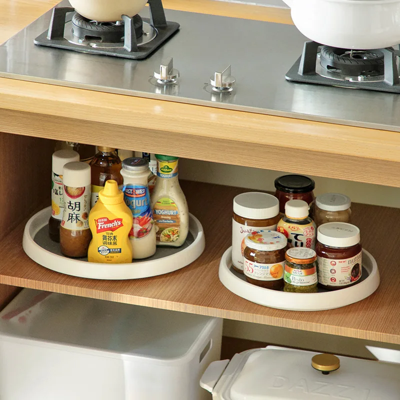 Non-skid Pantry Cabinet Spice Rack Plastic Lazy Susan Storage Holders&Racks